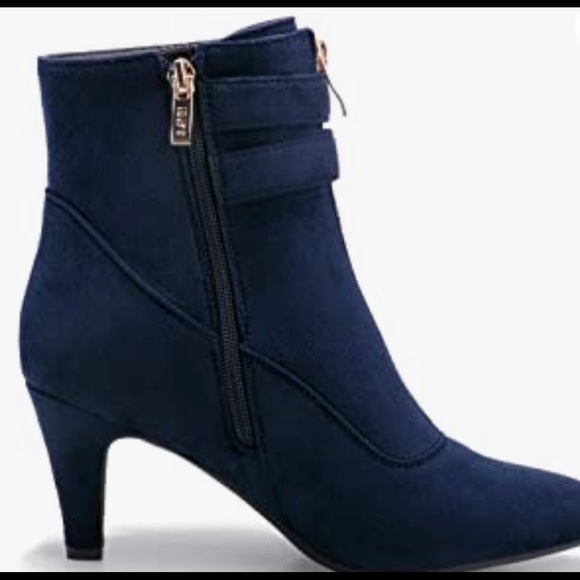 NWT Buckle Strap Ankle Booties 3 Inch Pointed Toe Zipper Heels Dress Jeans Boots - Picture 7 of 11